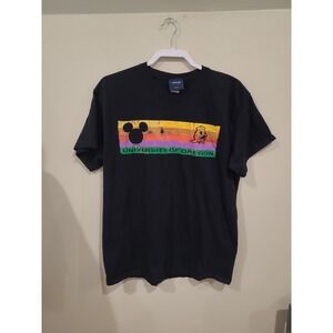 Oregon Ducks x Disney Vibrant Rainbow Duck Mascot Graphic Tee Adult SZ LG black